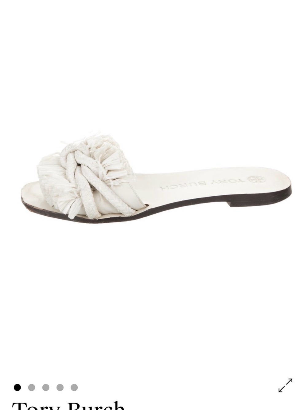Tory Burch Ivory Frayed Knot Slide